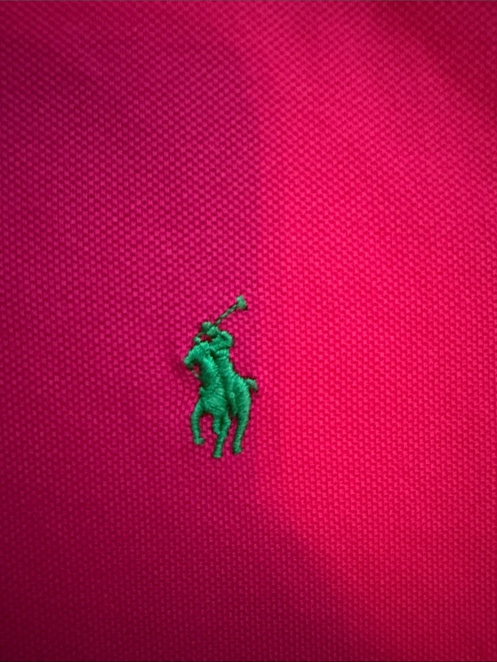 Ralph Lauren Men’s Bright Pink Custom fit  Polo with Green Pony